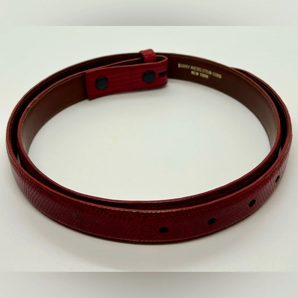 Barry Kieselstein-Cord Vintage Skinny Red Lizard Belt Strap 4 NEW CONDITION